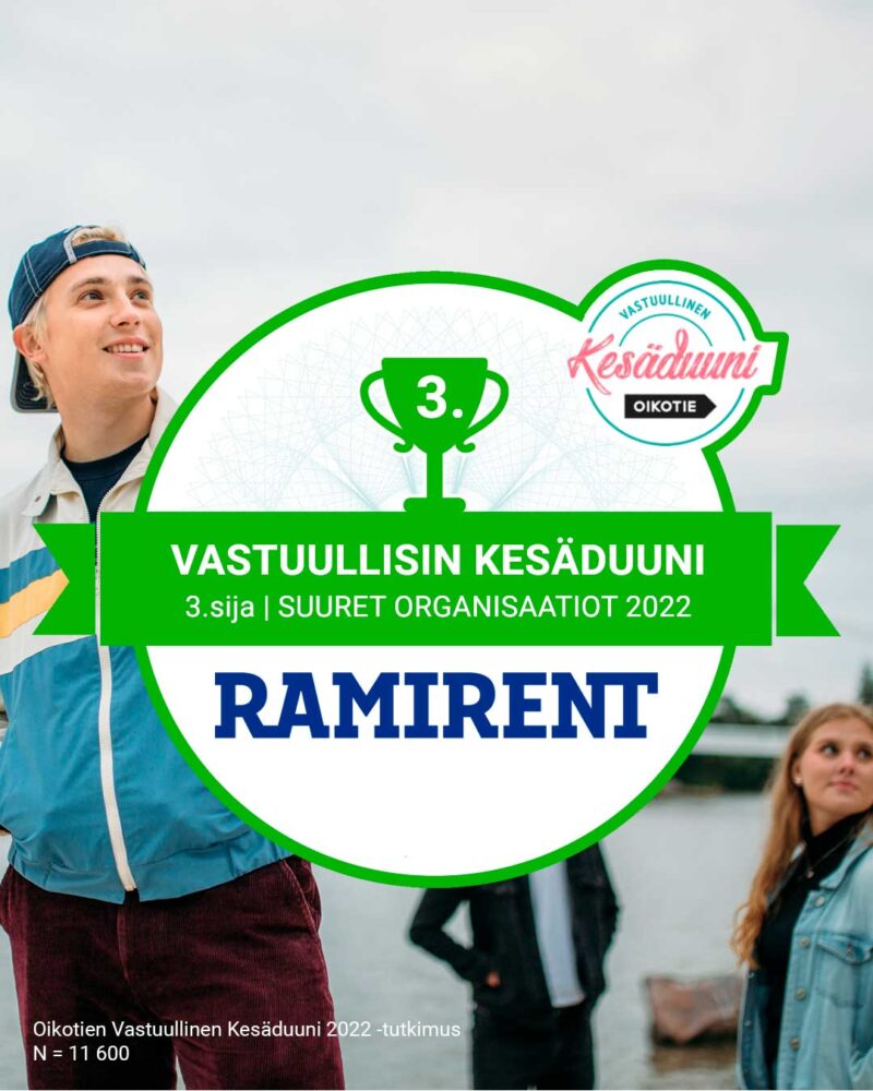 Vastuullisin kesäduuni: Ramirentille kolmas sija.