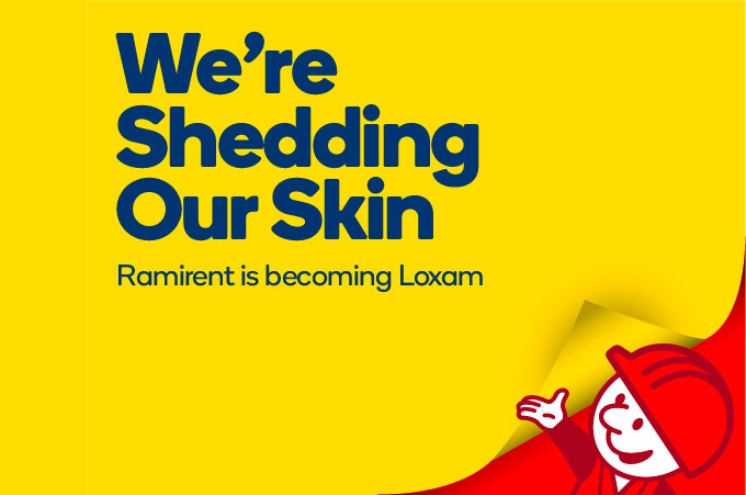 A red Rami figure is peeking from a corner at the text "We're shedding our skin".